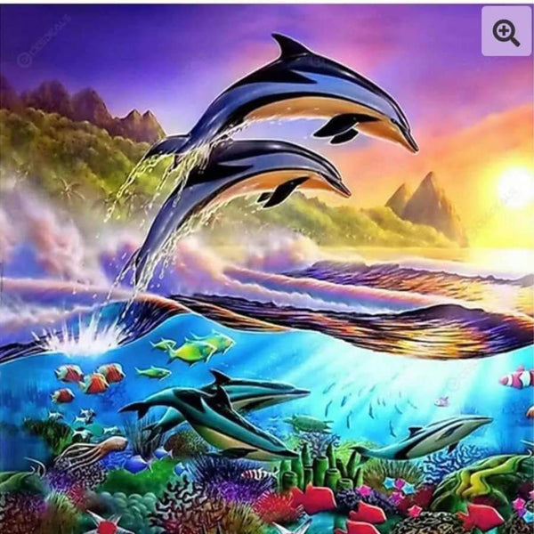 Dolphin Sunset Crystal Rts