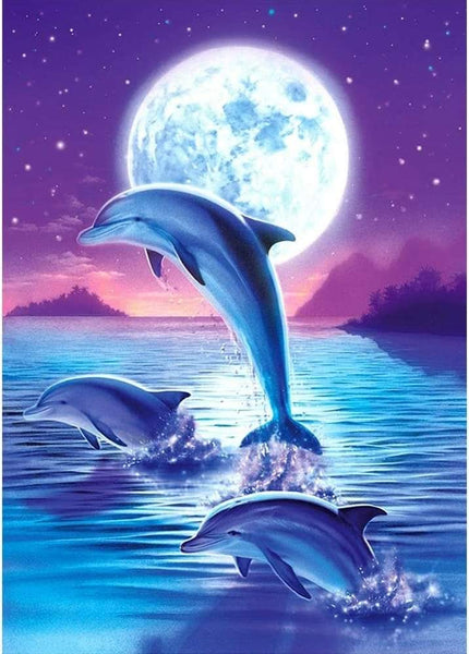 Dolphins In Moonlight