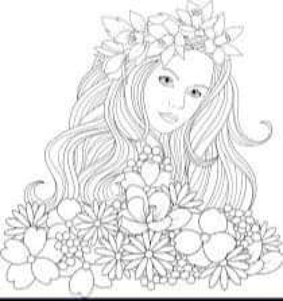 Flower Lady-Diy Coloring Canvas