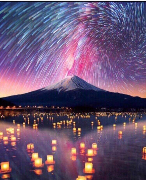 Mt Fuji W/ Light Lanterns