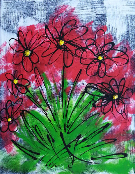 Red Flowers By Vicki Slaunwhite