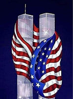 Twin Towers Wrapped In Flag