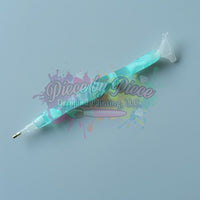 Acrylic Pens W/multi Placers Crystal Blue