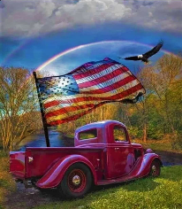 American Flag And Classic Truck