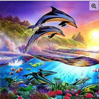 Dolphin Sunset Crystal Rts