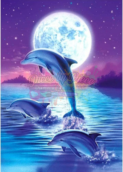 Dolphins In Moonlight