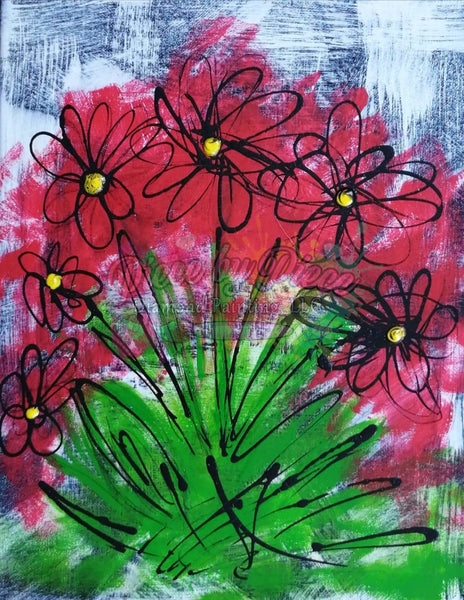 Red Flowers By Vicki Slaunwhite
