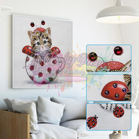 Special Crystal Drill 30X30 Lady Bug Kitten