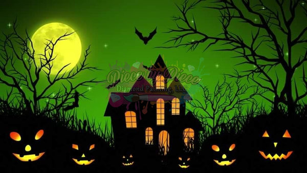 Spooky House Green Sky