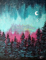 Starry Night In The Pine Trees By Destiny Jayne Wiertalla- Dpt