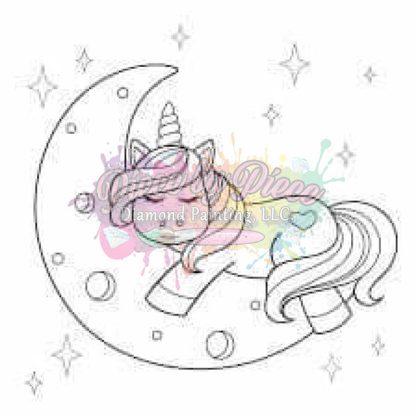 Unicorn On The Moon-Diy Coloring Canvas
